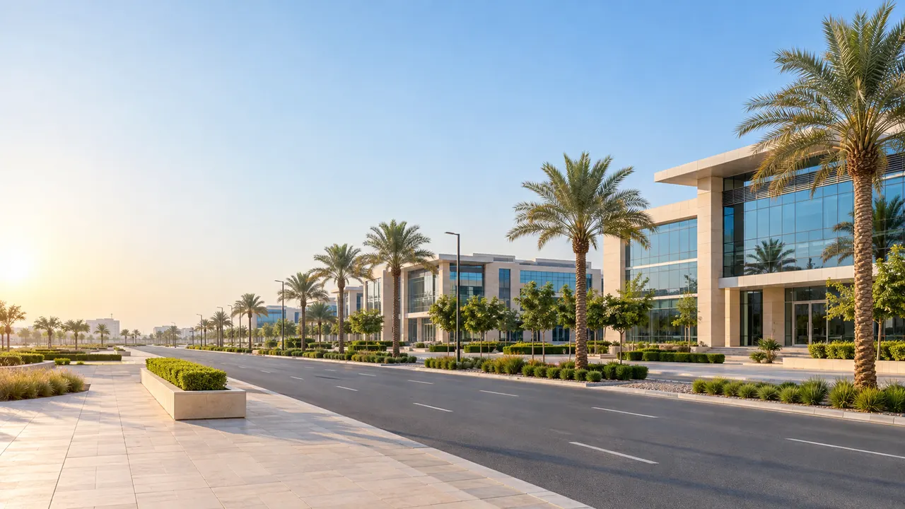 Modern free zone office buildings in the UAE